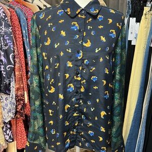 Bl^nk London x Anthropologie Mixed Print Button-Front Top